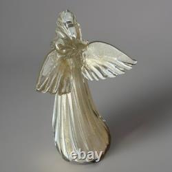 Vintage 1990's Murano Glass Praying Angel With 24k Gold Fleck Long Hair RARE