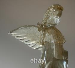 Vintage 1990's Murano Glass Praying Angel With 24k Gold Fleck Long Hair RARE