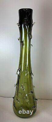 Vintage 22 Murano Green Glass Vase Seguso Art Glass 1960's