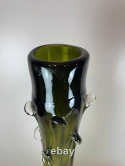 Vintage 22 Murano Green Glass Vase Seguso Art Glass 1960's