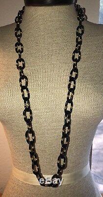 Vintage 38 ARCHIMEDE SEGUSO Chanel SIGNED Murano Glass Chain Link Necklac Black