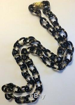 Vintage 38 ARCHIMEDE SEGUSO Chanel SIGNED Murano Glass Chain Link Necklac Black