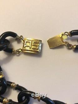 Vintage 38 ARCHIMEDE SEGUSO Chanel SIGNED Murano Glass Chain Link Necklac Black