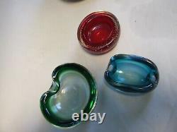 Vintage 3x Retro Italian Murano Art Glass Bowls -ashtray Sommerso 1950's