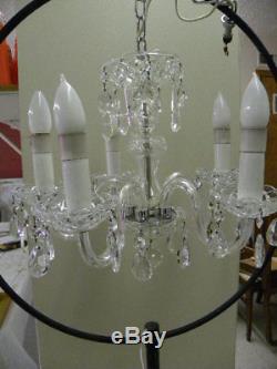 Vintage 5 Llight Murano Glass and Crystal Chandelier Hollywood Regency