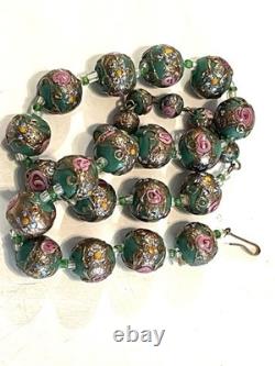 Vintage 50'S VENETIAN MURANO MORETTI MILLEFIORI GLASS BEAD BEADED NECKLACE 17