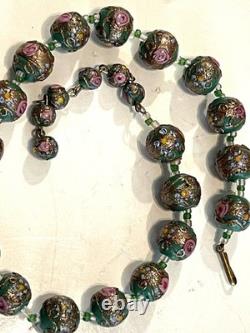 Vintage 50'S VENETIAN MURANO MORETTI MILLEFIORI GLASS BEAD BEADED NECKLACE 17