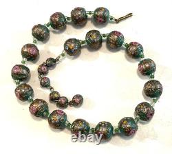 Vintage 50'S VENETIAN MURANO MORETTI MILLEFIORI GLASS BEAD BEADED NECKLACE 17