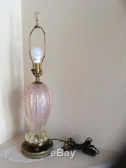 Vintage 50's Murano Barovier & Toso Art Glass Lamp Pink EUC