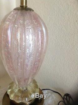 Vintage 50's Murano Barovier & Toso Art Glass Lamp Pink EUC