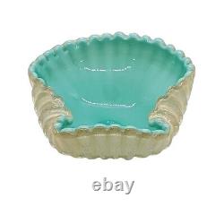 Vintage 50s Aqua Murano SEGUSO Art Glass Shell Scallop Caviar Dish Bowl MCM