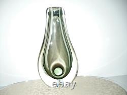 Vintage 50s Flavio Poli Sommerso Murano Glass Italy Vase Hole Inside Mid Century