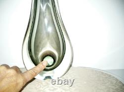 Vintage 50s Flavio Poli Sommerso Murano Glass Italy Vase Hole Inside Mid Century