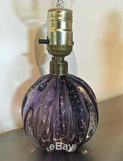 Vintage 50s MURANO Archimede SEGUSO BULLICANTE Purple Bubble Glass LAMP, Italy