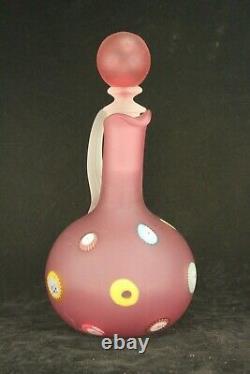 Vintage 7.25 Murano Glass Fratelli Toso Millifiori Handled Cruet Jug w Stopper