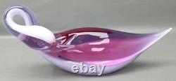 Vintage 70s Renato Anatra Murano Italy Alexandrite Glass Swan Figurine Sculpture