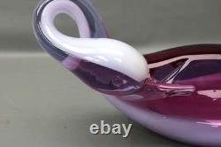 Vintage 70s Renato Anatra Murano Italy Alexandrite Glass Swan Figurine Sculpture