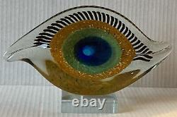 Vintage Abstract Centerpiece Murano Style Glass Eye Art Visionary Good Luck