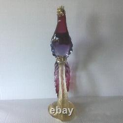 Vintage Alfredo BARBINI MURANO Purple and Aventurine Glass Bird of Paradise