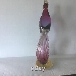 Vintage Alfredo BARBINI MURANO Purple and Aventurine Glass Bird of Paradise