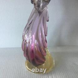 Vintage Alfredo BARBINI MURANO Purple and Aventurine Glass Bird of Paradise