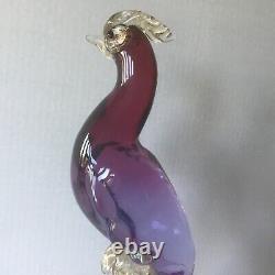 Vintage Alfredo BARBINI MURANO Purple and Aventurine Glass Bird of Paradise