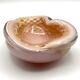 Vintage Alfredo Barbini 1950's Pink Murano Glass Bowl Shell Shape Italy