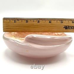 Vintage Alfredo Barbini 1950's Pink Murano Glass Bowl Shell Shape Italy