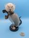 Vintage Alfredo Barbini Murano Glass Cat Figurine Grey Pulegoso Glass Italy