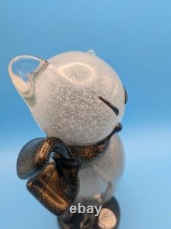 Vintage Alfredo Barbini Murano Glass Cat Figurine Grey Pulegoso Glass Italy