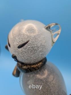 Vintage Alfredo Barbini Murano Glass Cat Figurine Grey Pulegoso Glass Italy