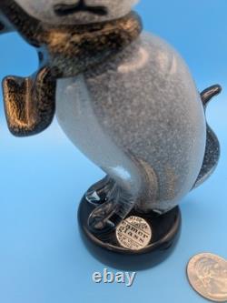 Vintage Alfredo Barbini Murano Glass Cat Figurine Grey Pulegoso Glass Italy
