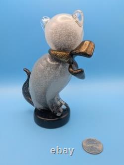 Vintage Alfredo Barbini Murano Glass Cat Figurine Grey Pulegoso Glass Italy Vintage Alfredo Barbini Murano Glass Cat Figurine Grey Pulegoso Glass Italy