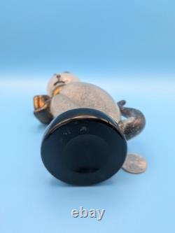 Vintage Alfredo Barbini Murano Glass Cat Figurine Grey Pulegoso Glass Italy