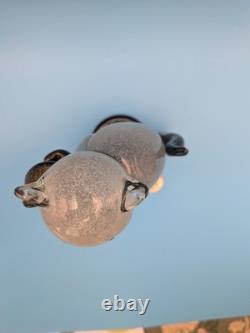 Vintage Alfredo Barbini Murano Glass Cat Figurine Grey Pulegoso Glass Italy