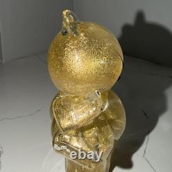 Vintage Alfredo Barbini Murano Glass Gold Flakes Cat Figurine / 50s Mid Century