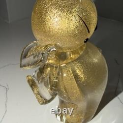 Vintage Alfredo Barbini Murano Glass Gold Flakes Cat Figurine / 50s Mid Century