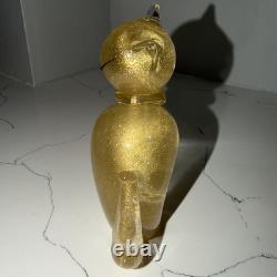 Vintage Alfredo Barbini Murano Glass Gold Flakes Cat Figurine / 50s Mid Century