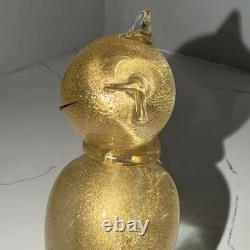 Vintage Alfredo Barbini Murano Glass Gold Flakes Cat Figurine / 50s Mid Century