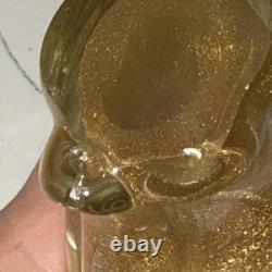 Vintage Alfredo Barbini Murano Glass Gold Flakes Cat Figurine / 50s Mid Century