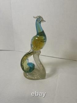 Vintage Alfredo Barbini Murano Glass Peacock Venetian Art Glass Decor 12