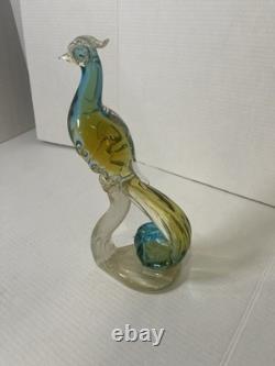 Vintage Alfredo Barbini Murano Glass Peacock Venetian Art Glass Decor 12