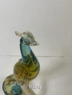 Vintage Alfredo Barbini Murano Glass Peacock Venetian Art Glass Decor 12