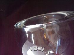 Vintage Alfredo Barbini Murano Off Center Clear Art Glass Vase Bowl signed 6
