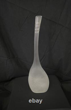 Vintage Alfredo Barbini Murano Scavo Glass Vase Signed Italian Bottle Vase 1970s