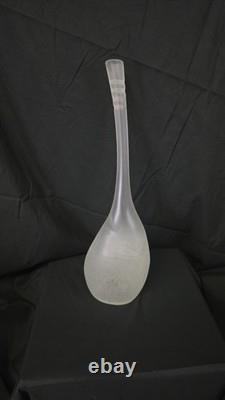 Vintage Alfredo Barbini Murano Scavo Glass Vase Signed Italian Bottle Vase 1970s