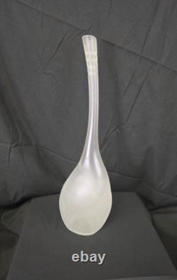 Vintage Alfredo Barbini Murano Scavo Glass Vase Signed Italian Bottle Vase 1970s