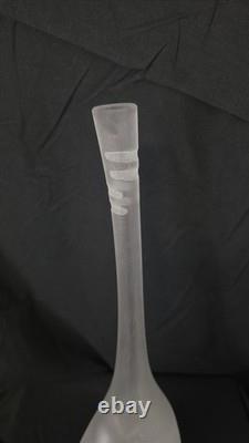 Vintage Alfredo Barbini Murano Scavo Glass Vase Signed Italian Bottle Vase 1970s