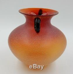 Vintage Alfredo Barbini Murano Studio Art Glass Frosted Flower Vase Signed
