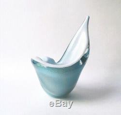 Vintage Alfredo Barbini Powder Blue Murano Glass Seashell Ashtray, 1950s Italy